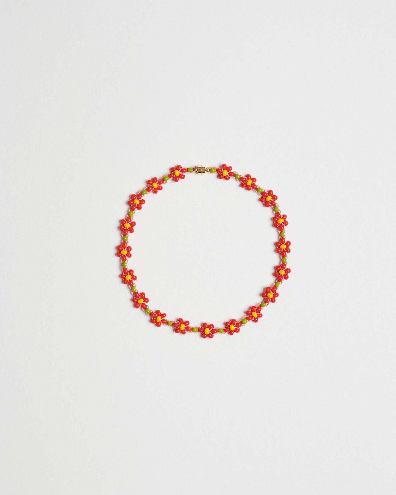 Red Rose Small Glass Beads Fleur Choker