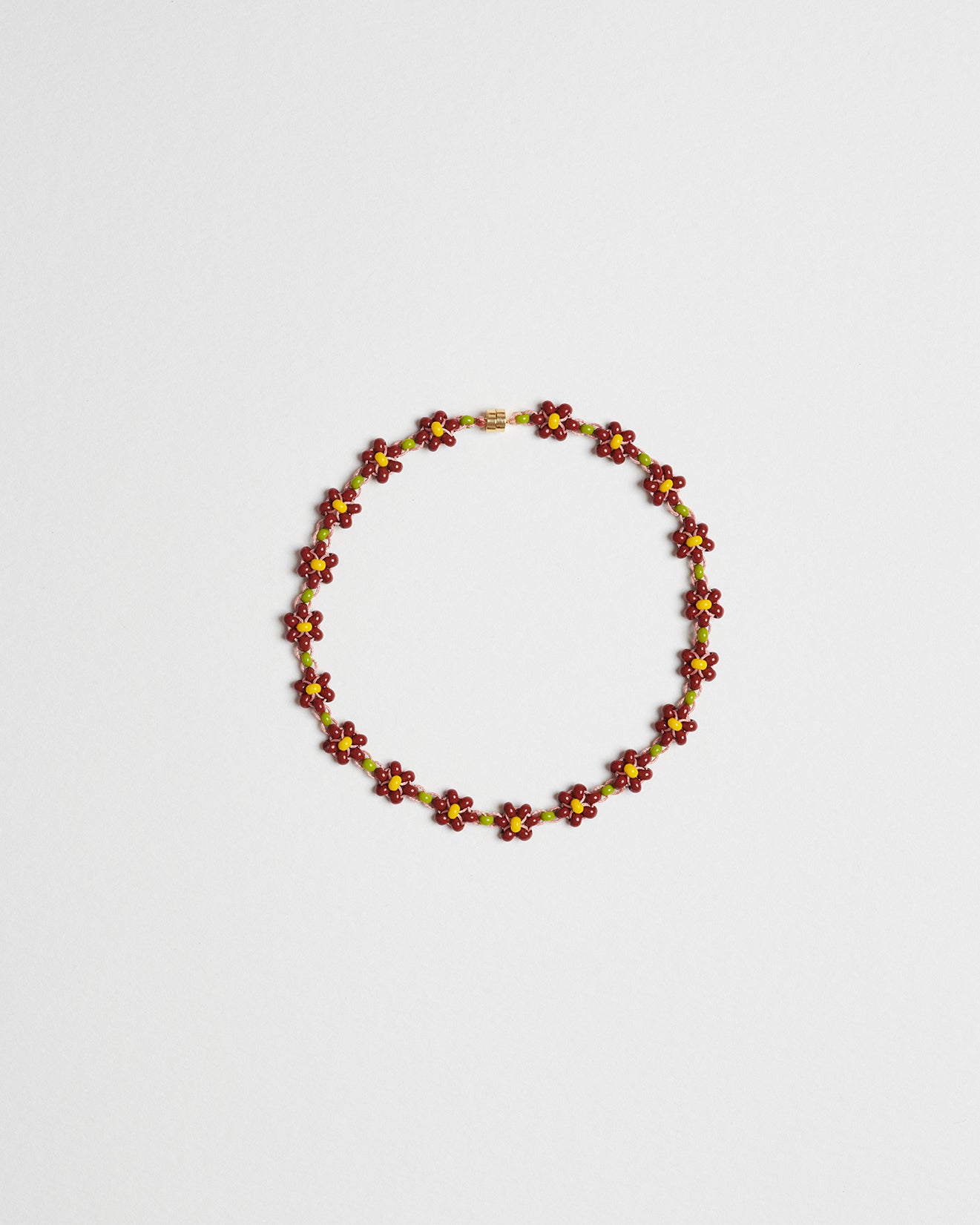 Burgundy Dahlia Small Glass Beads Fleur Choker