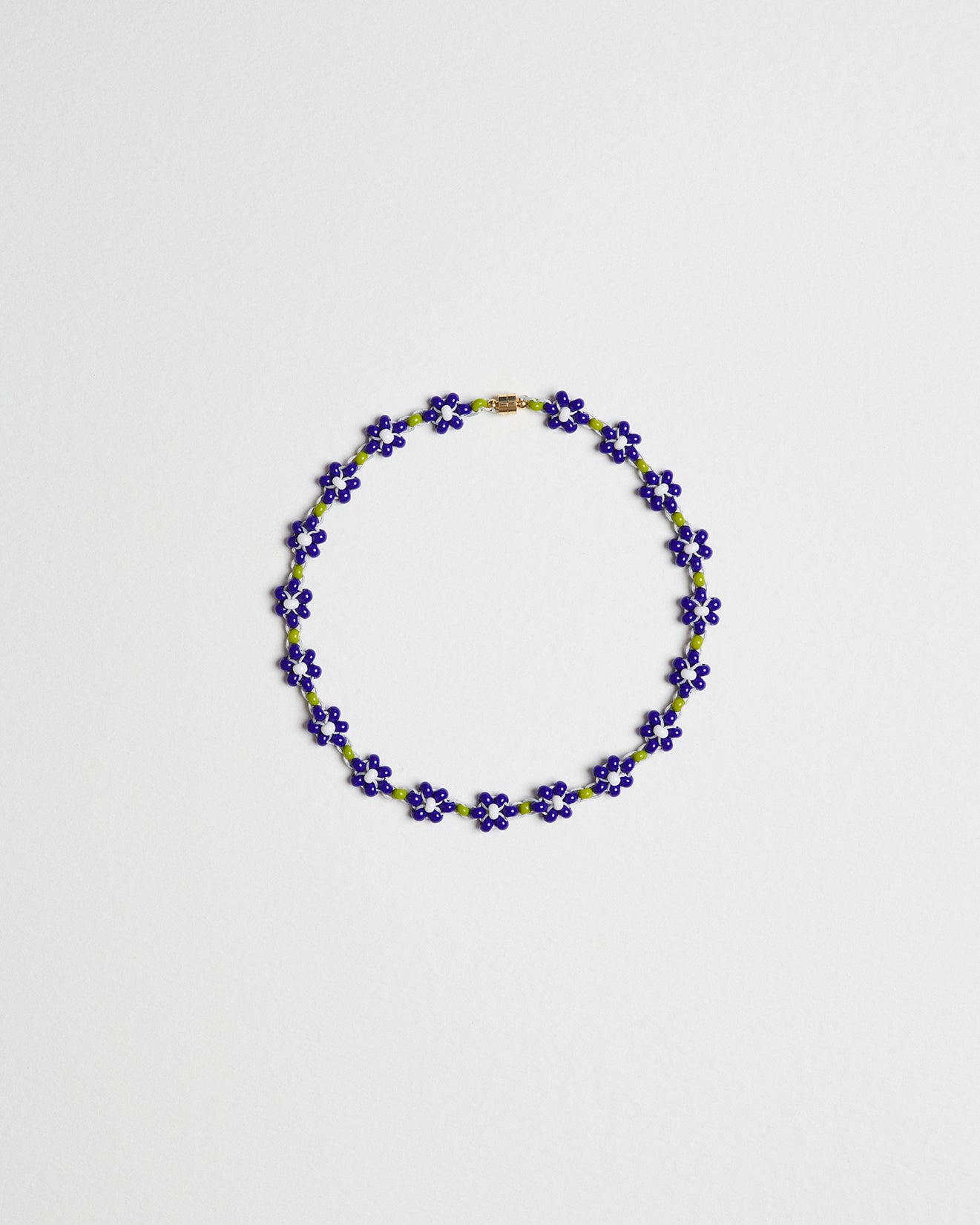 Blue Anemone Small Glass Beads Fleur Choker