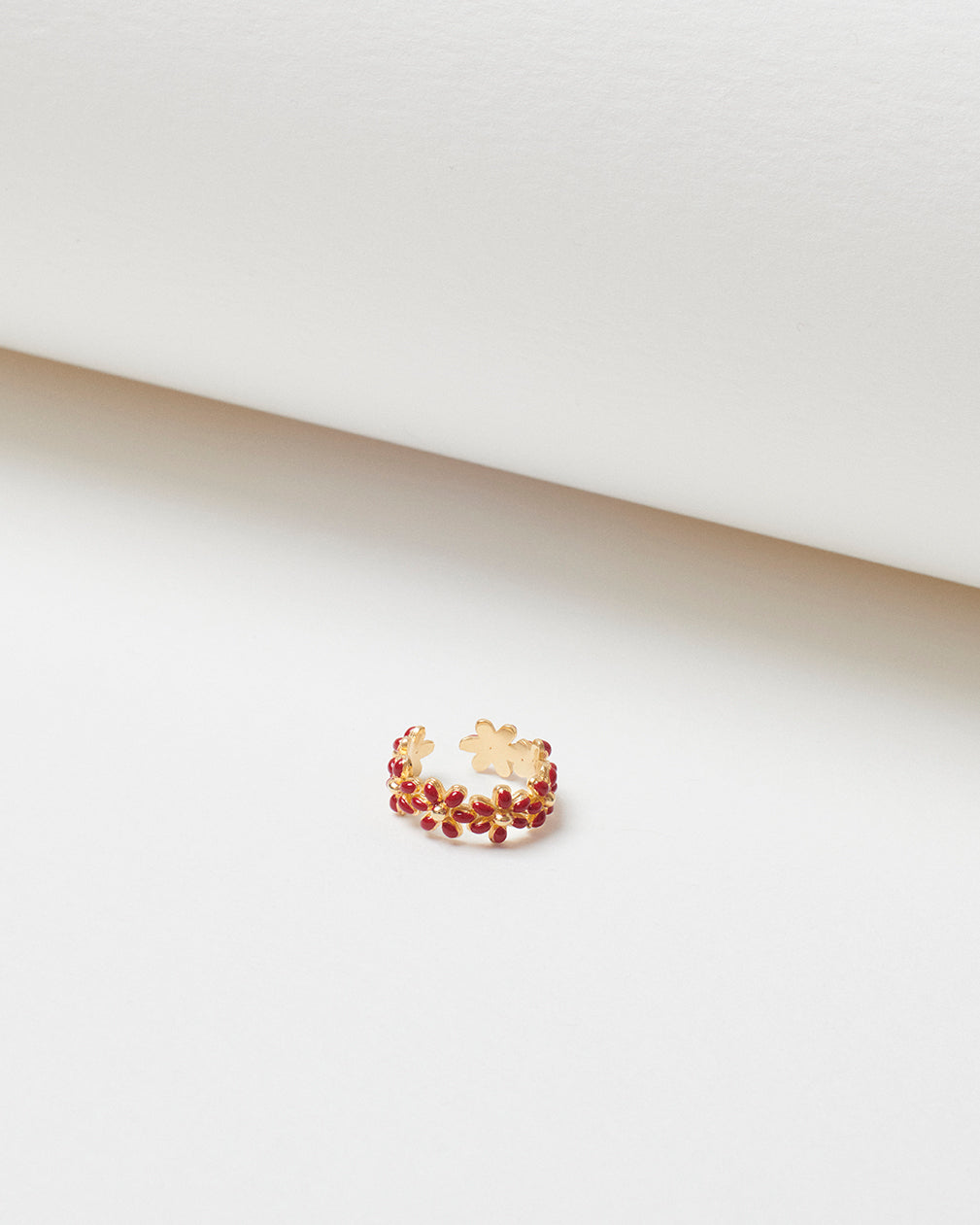 Red Rose Gold Flower ring