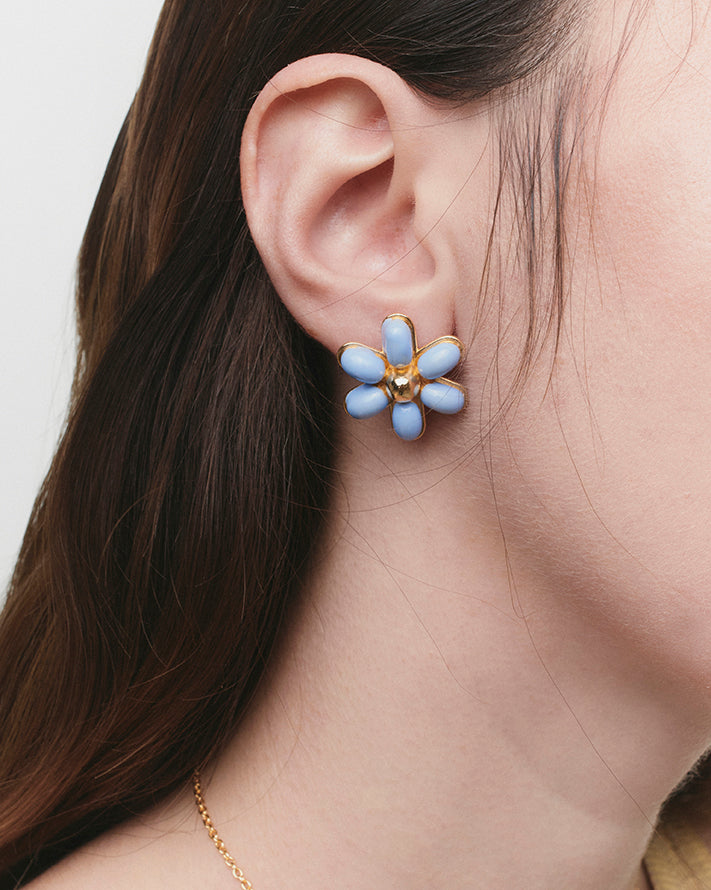 Forget me not Fleur Dorée big button earrings