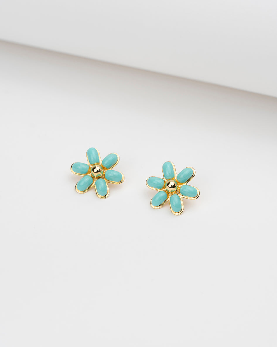 Minted Water Lily Fleur Dorée big button earrings