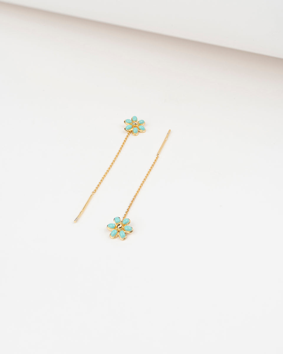 Minted Water Lily Fleur Dorée stem earrings