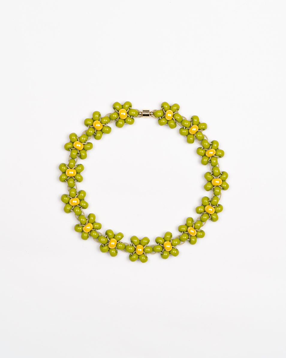 Lily Pad Large Glass Beads Fleur Choker